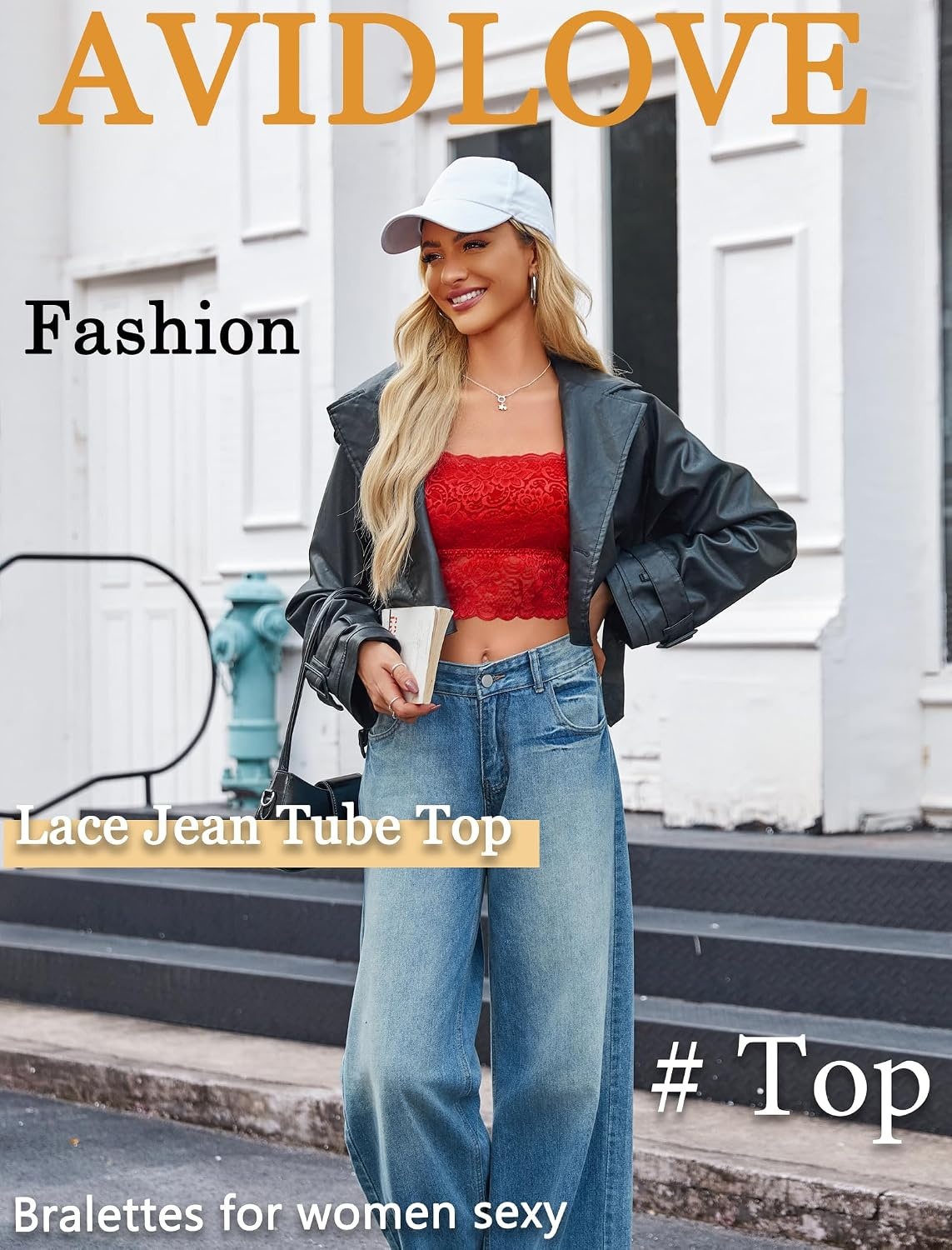 image:imageAvidlove Bralettes for Women Lace Spaghetti Strap Tank Top Tube Slim Basic CamisoleRed