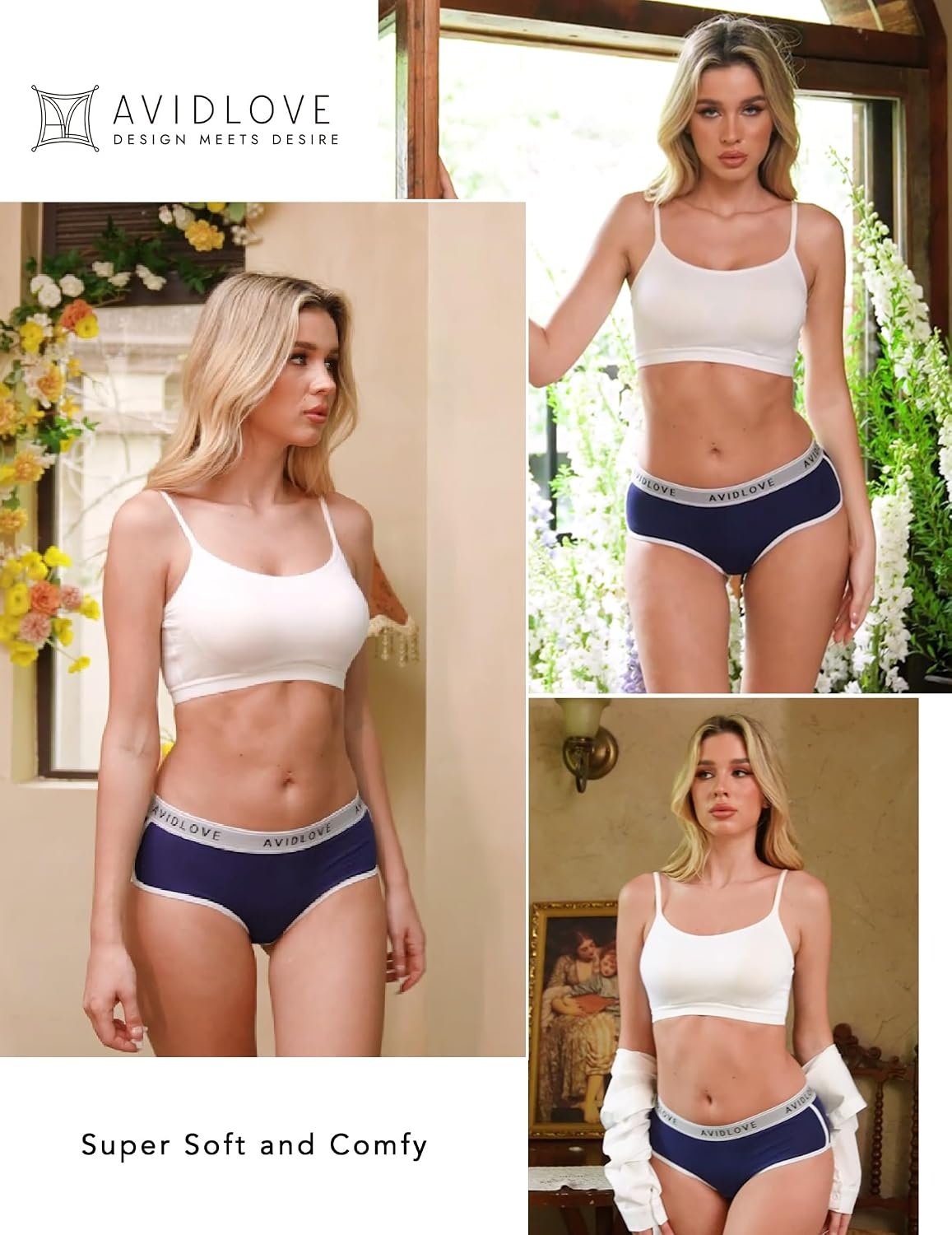 image:imageAvidlove Cotton Underwear for Women Hipster Panties Stretch Briefs Mid Rise Ladies Underpants MultipackNavy BlueRedGray PurplePurple