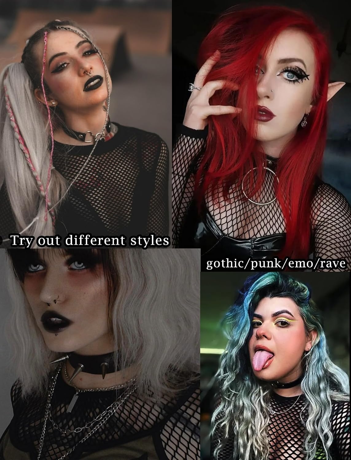 image:imageAvidlove Fishnet Top Women Mesh Long Sleeve Crop Blouse See Through Shirt Rave Goth XS3XLAblack