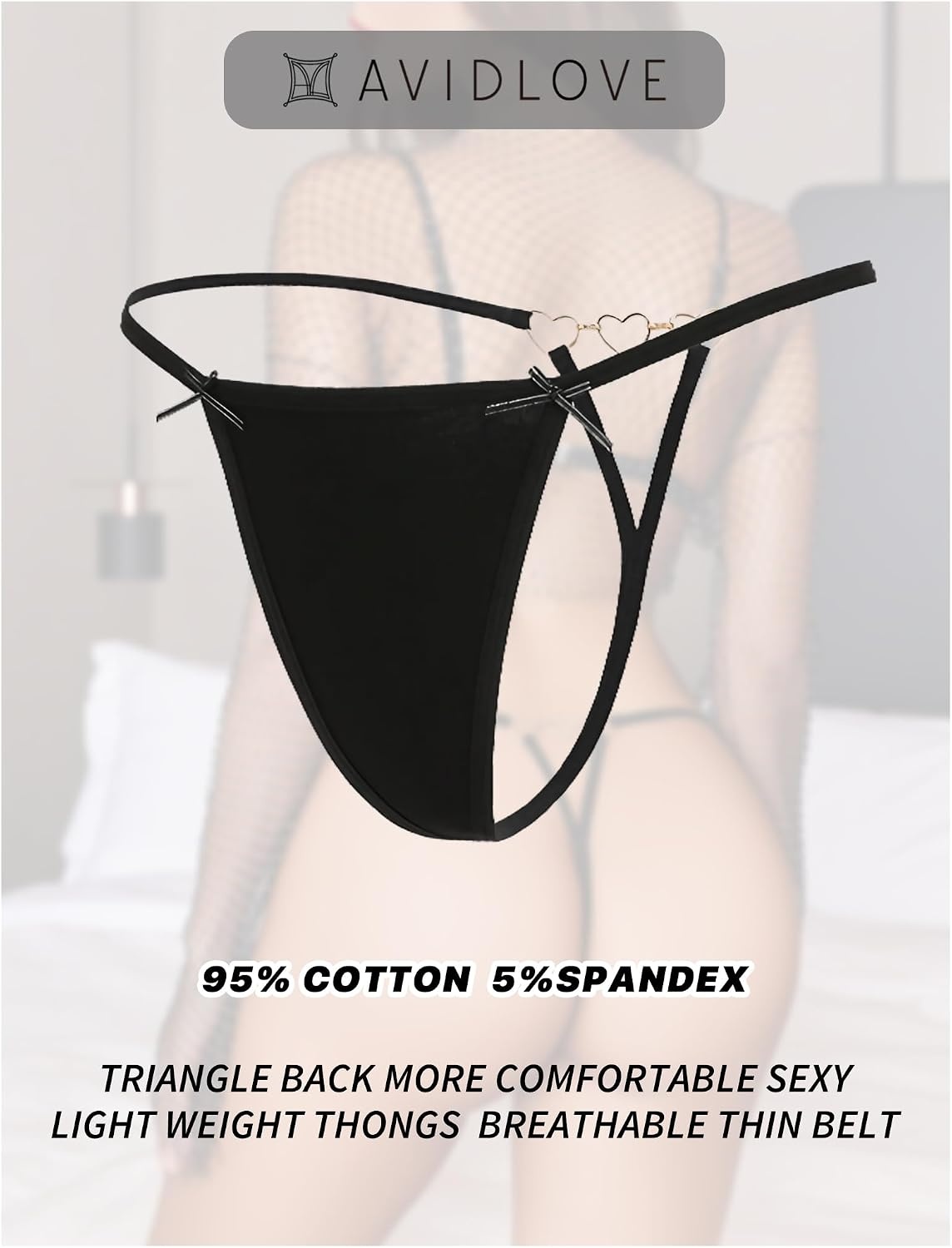 image:imageAvidlove G String Thongs for Women Sexy Lingerie Panties Cotton T Back UnderwearBlack