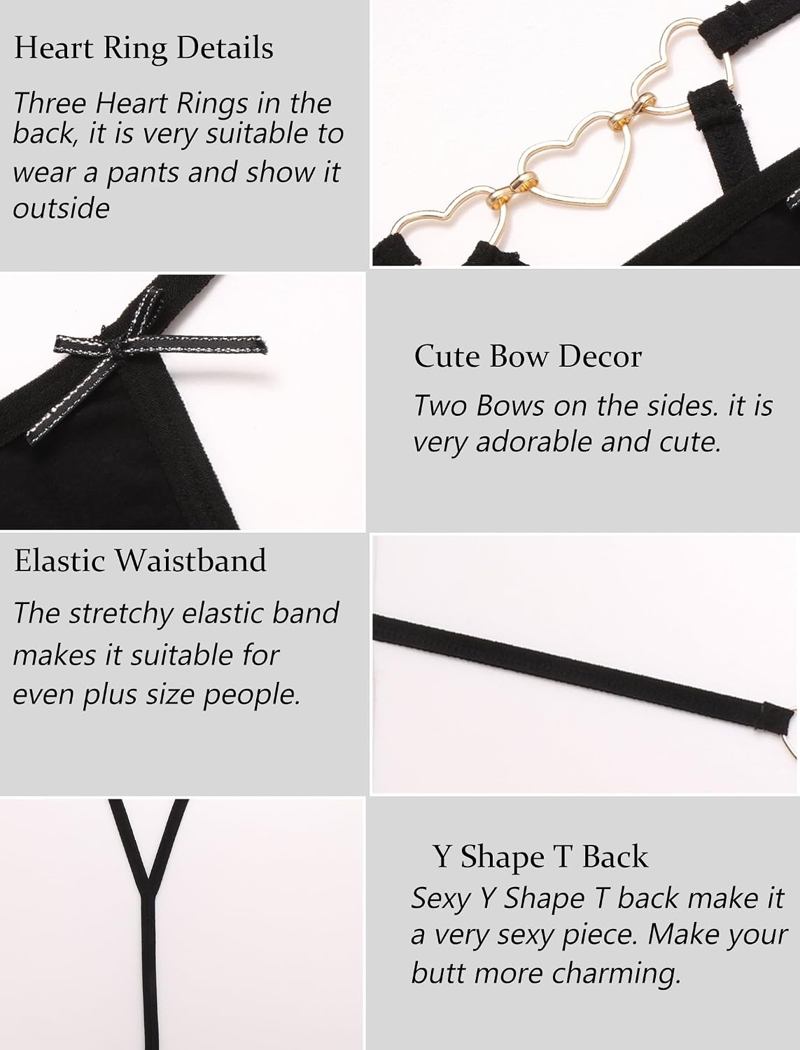 image:imageAvidlove G String Thongs for Women Sexy Lingerie Panties Cotton T Back UnderwearBlack