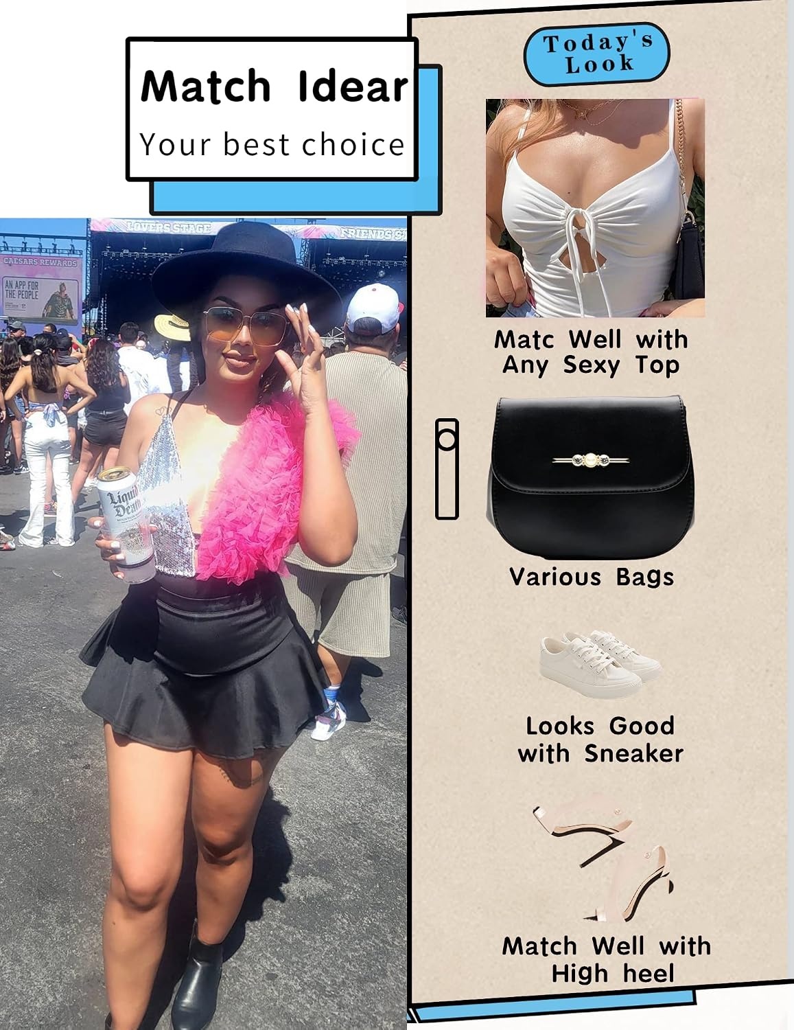 image:imageAvidlove Mini Skirt for Women Sexy Solid Ruffle Trim Lingerie Skirt Short High Waist Two Layer Hem SkirtBlack