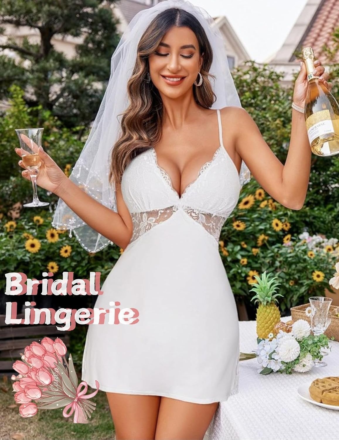 image:imageAvidlove Women Lingerie Modal Lace Side Slit Chemise Sleepwear Babydoll Teddy LingerieWhite