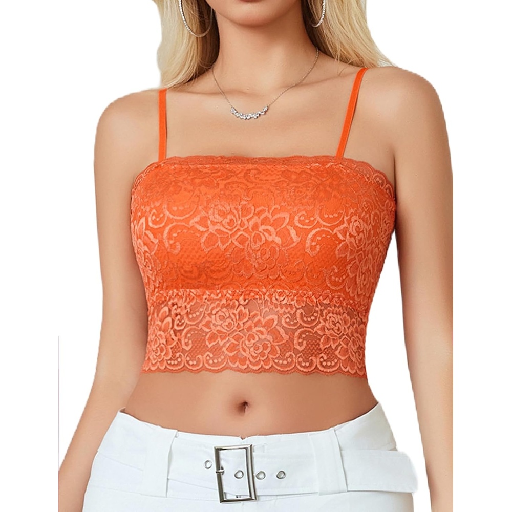 image:imageAvidlove Bralettes for Women Lace Spaghetti Strap Tank Top Tube Slim Basic CamisoleOrange
