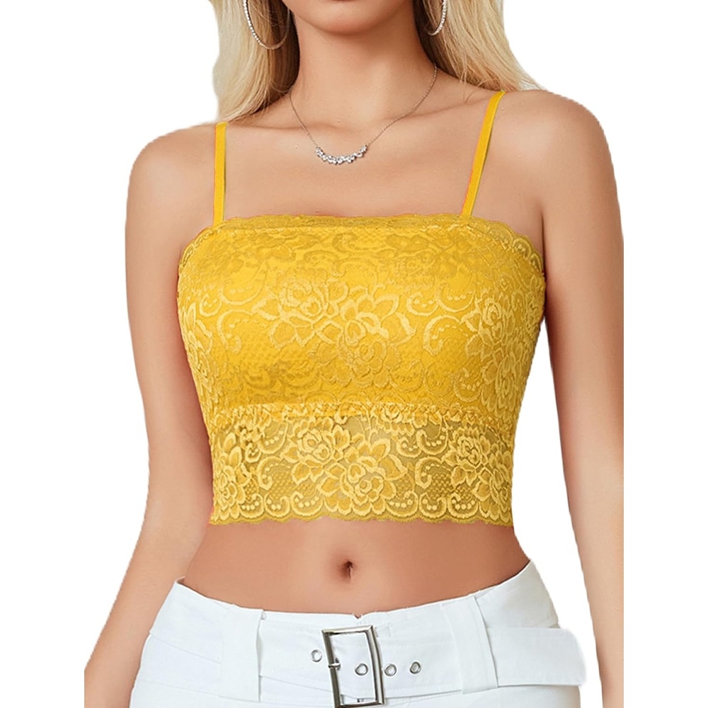 image:imageAvidlove Bralettes for Women Lace Spaghetti Strap Tank Top Tube Slim Basic CamisoleYellow