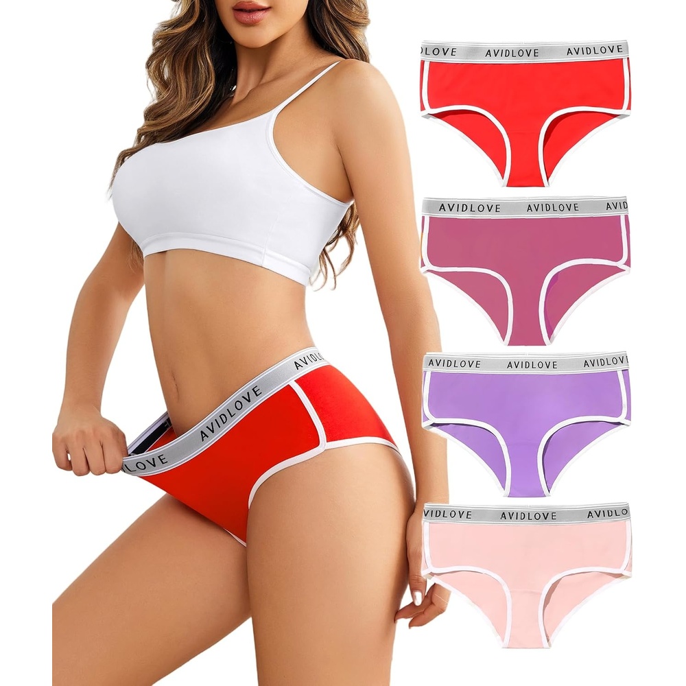 image:imageAvidlove Cotton Underwear for Women Hipster Panties Stretch Briefs Mid Rise Ladies Underpants MultipackRedPinkGray PurplePurple