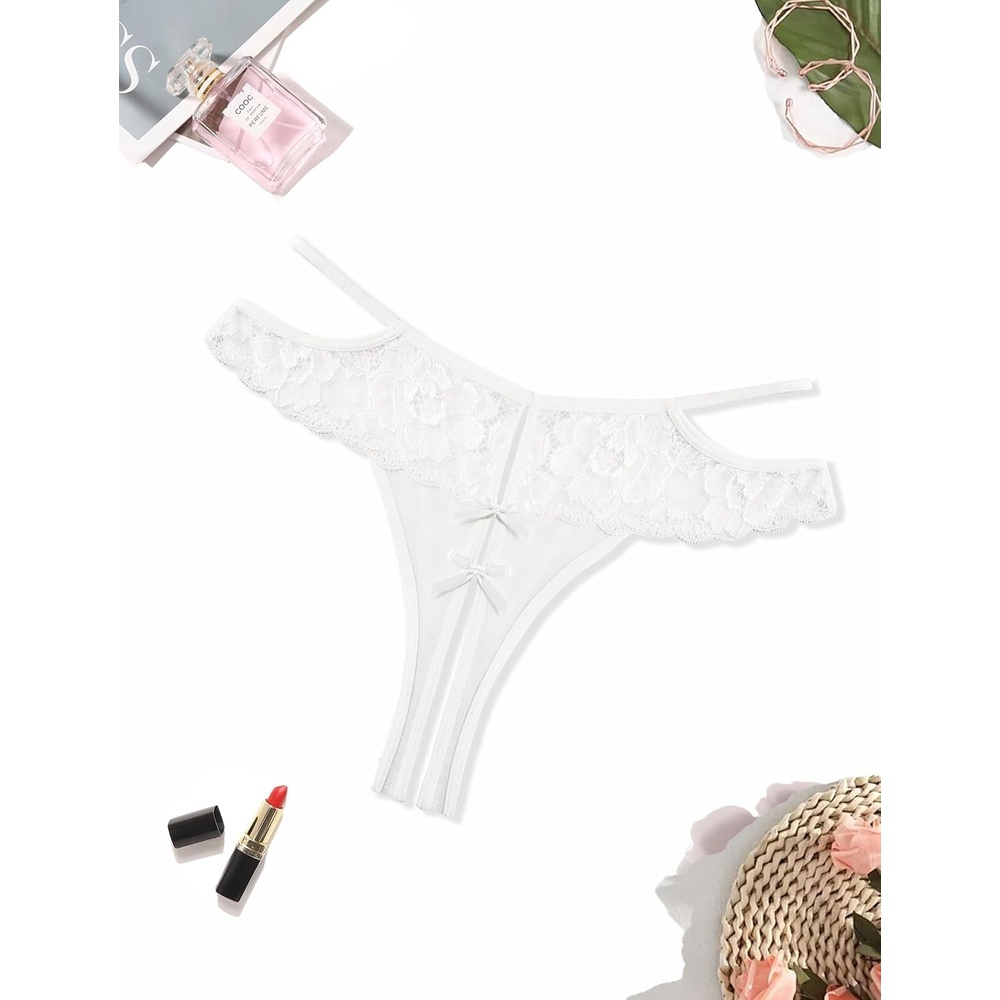 image:imageAvidlove Sexy Panties for Women Lace Cheeky Underwear Mesh Hollow Out Briefs Thongs GString SXXLWhite