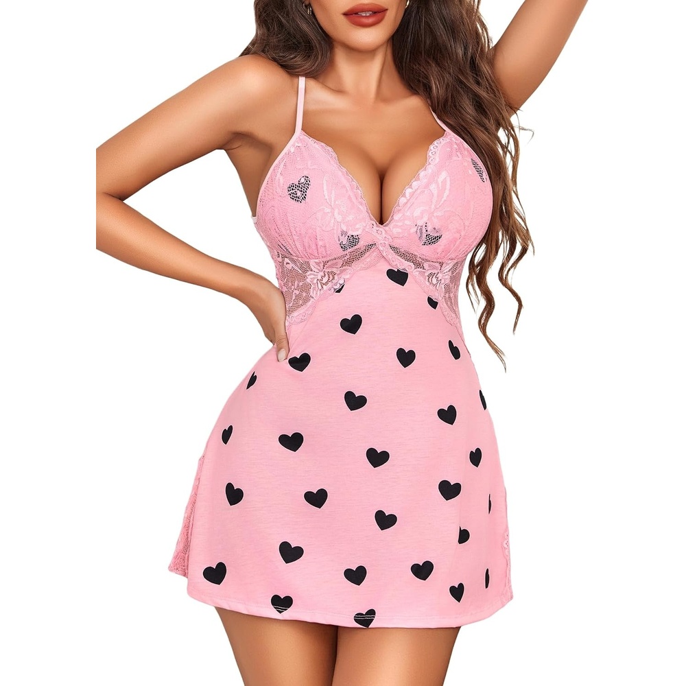 image:imageAvidlove Women Lingerie Modal Lace Side Slit Chemise Sleepwear Babydoll Teddy LingerieBlove