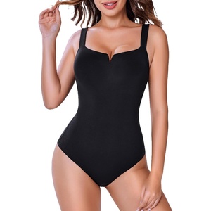 Avidlove Bodysuits for Women Square Neck Shapewear Bodysuit Sleeveless Sexy Body Suits Double Lined Tank Top Outfit(Black)