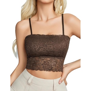Avidlove Bralettes for Women Lace Spaghetti Strap Tank Top Tube Slim Basic Camisole(Brown)