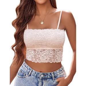 Avidlove Bralettes for Women Lace Spaghetti Strap Tank Top Tube Slim Basic Camisole(Champagne)