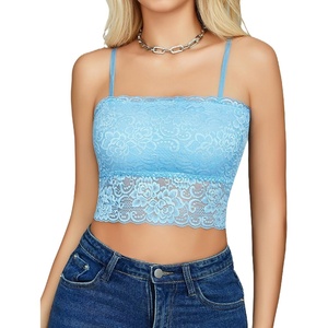 Avidlove Bralettes for Women Lace Spaghetti Strap Tank Top Tube Slim Basic Camisole(Light Blue)