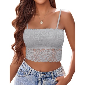 Avidlove Bralettes for Women Lace Spaghetti Strap Tank Top Tube Slim Basic Camisole(Light Gray)