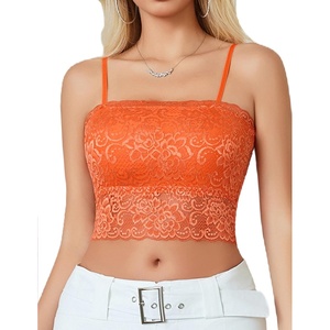 Avidlove Bralettes for Women Lace Spaghetti Strap Tank Top Tube Slim Basic Camisole(Orange)
