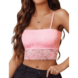 Avidlove Bralettes for Women Lace Spaghetti Strap Tank Top Tube Slim Basic Camisole(Pink)
