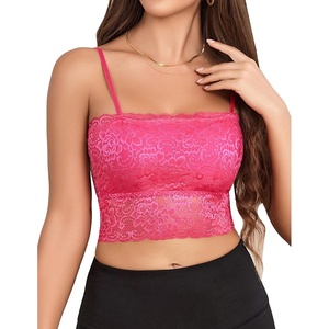 Avidlove Bralettes for Women Lace Spaghetti Strap Tank Top Tube Slim Basic Camisole(Rose Red)
