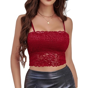 Avidlove Bralettes for Women Lace Spaghetti Strap Tank Top Tube Slim Basic Camisole(Wine Red)