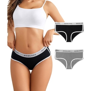 Avidlove Cotton Underwear for Women Hipster Panties Stretch Briefs Mid Rise Ladies Underpants Multipack(Black/Gray)