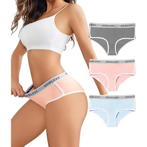 Avidlove Cotton Underwear for Women Hipster Panties Stretch Briefs Mid Rise Ladies Underpants Multipack(Gray/Pink/Blue)