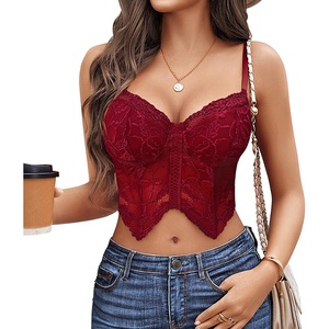 Avidlove Lace Bralettes for Women Y2k Camisole Lingerie Adjustable Strap Crop Top(Wine Red)