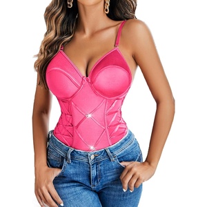 Avidlove Lingerie for Women Sexy Corset Garter Lingerie Set One Piece Teddy Bodysuit Boudoir Outfit(Dark Pink)