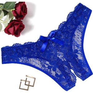 Avidlove Women Lace Panties Floral Lace Briefs Sexy Hollow Out Bow Underwear 1-4 Pack(Blue)