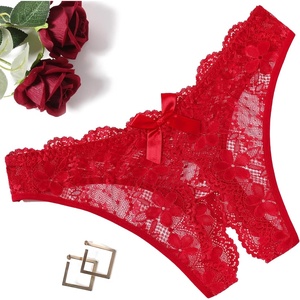Avidlove Women Lace Panties Floral Lace Briefs Sexy Hollow Out Bow Underwear 1-4 Pack(Red)