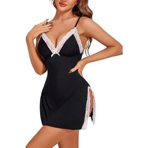 Avidlove Women’s Lingerie Sexy Nightwear Spaghetti Strap Nightgown Babydoll Chemise(Black and White)