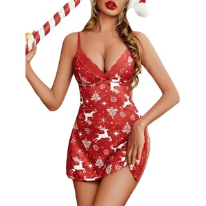 Avidlove Women’s Lingerie Sexy Nightwear Spaghetti Strap Nightgown Babydoll Chemise(Christmas)