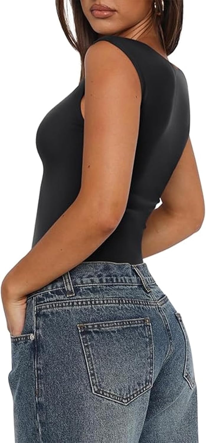image:imageAvidlove Body Suits for Womens Sexy Bodysuit Tank Top Thong Body Suit Seamless Double Lined Going Out TopsBlack