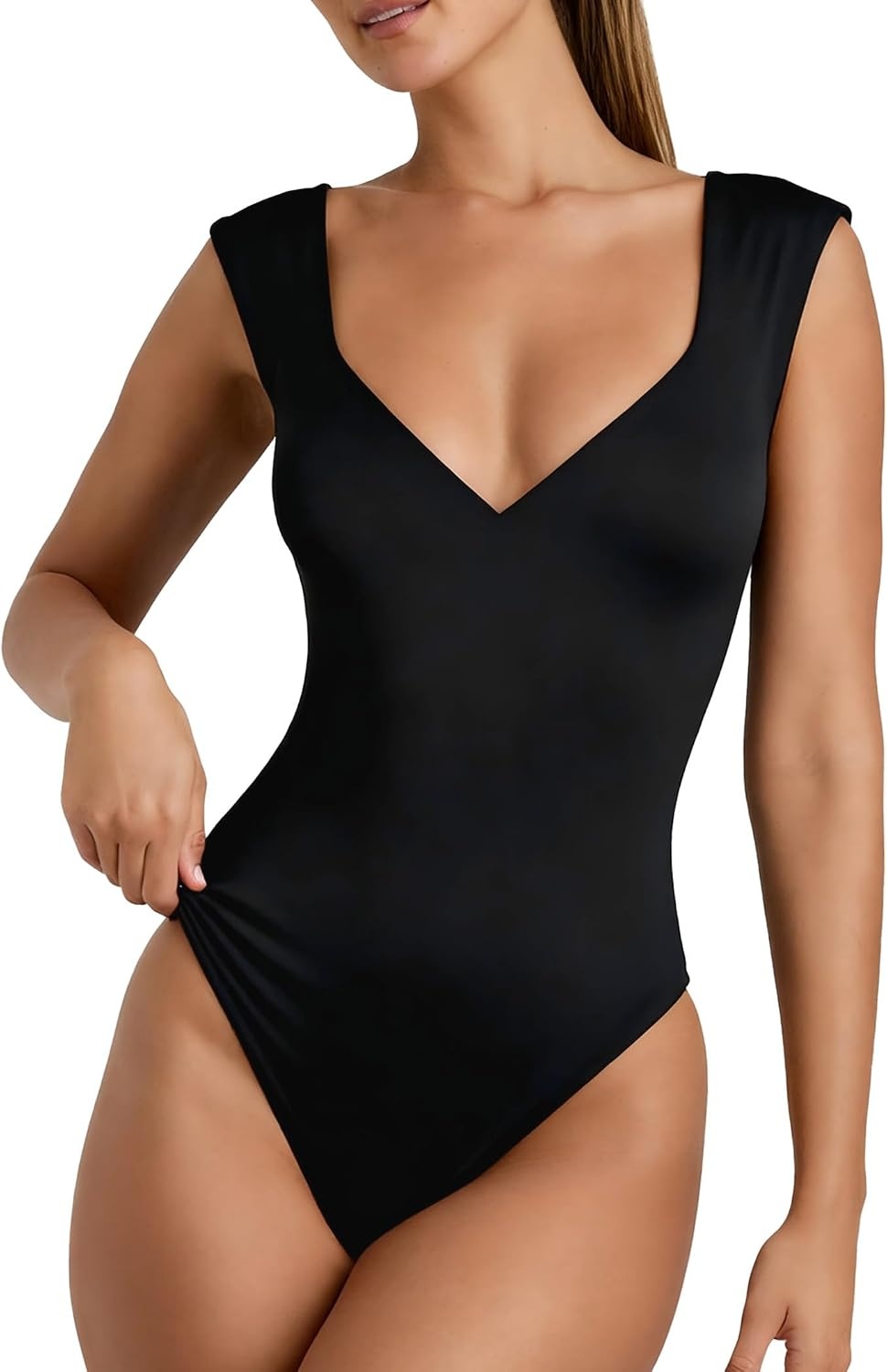 image:imageAvidlove Body Suits for Womens Sexy Bodysuit Tank Top Thong Body Suit Seamless Double Lined Going Out TopsBlack