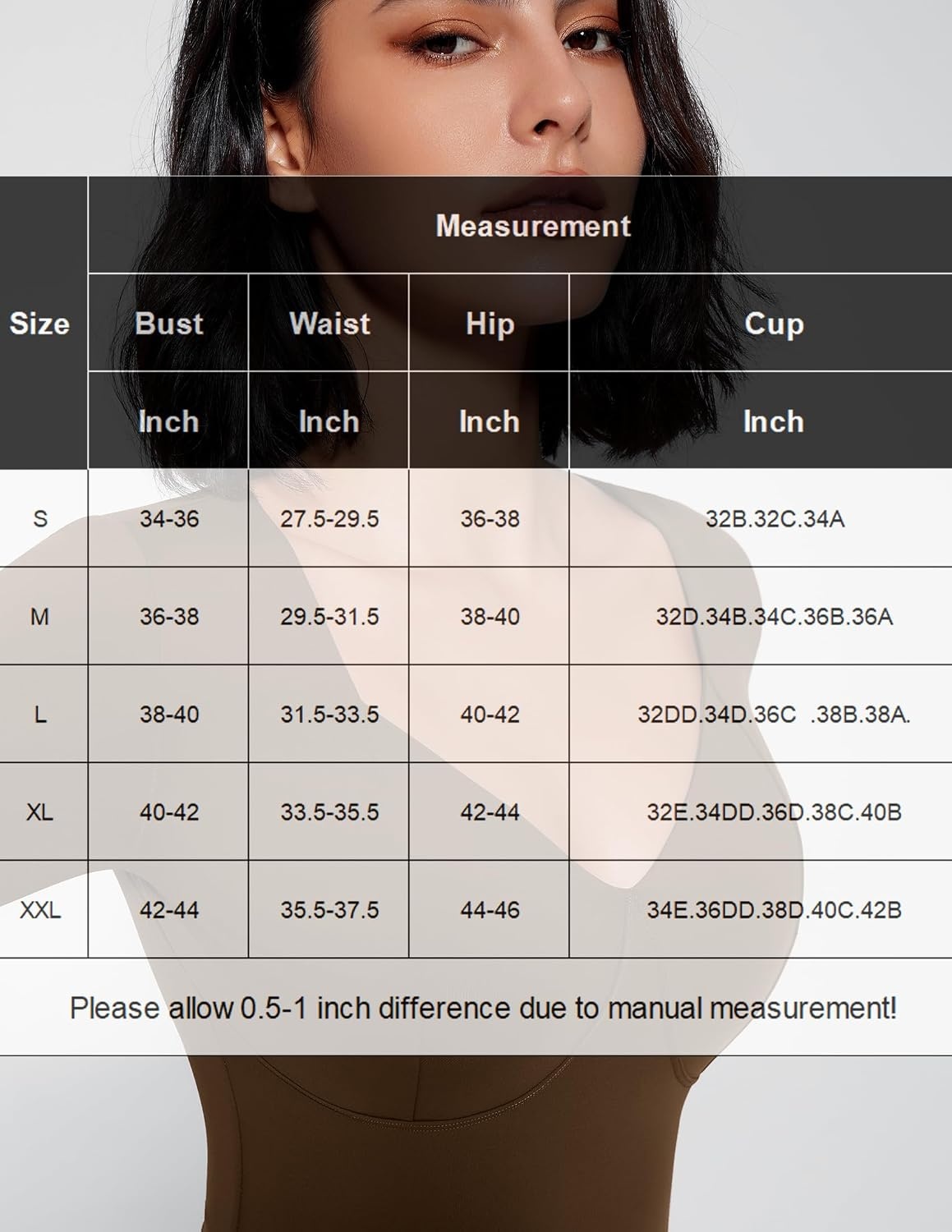 image:imageAvidlove Bodysuit for Women Long Sleeve Double Lined Tank Top V Neck Bodysuit Tummy Control ShapewearBrown