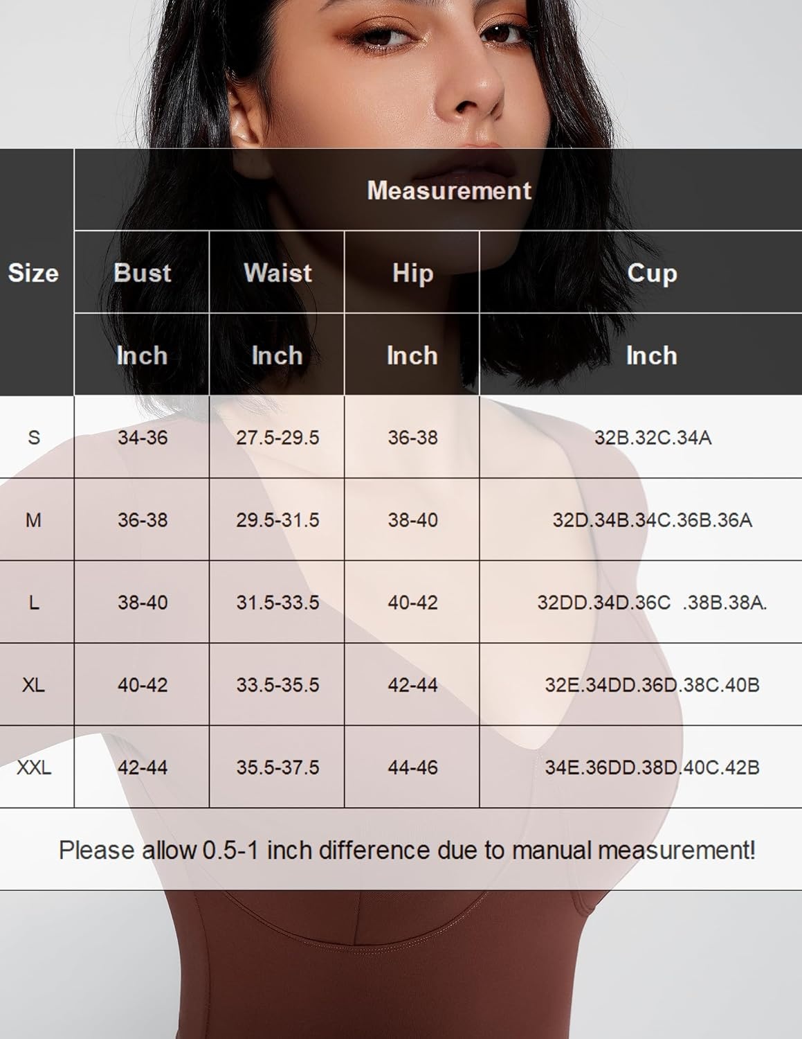 image:imageAvidlove Bodysuit for Women Long Sleeve Double Lined Tank Top V Neck Bodysuit Tummy Control ShapewearFuchsia