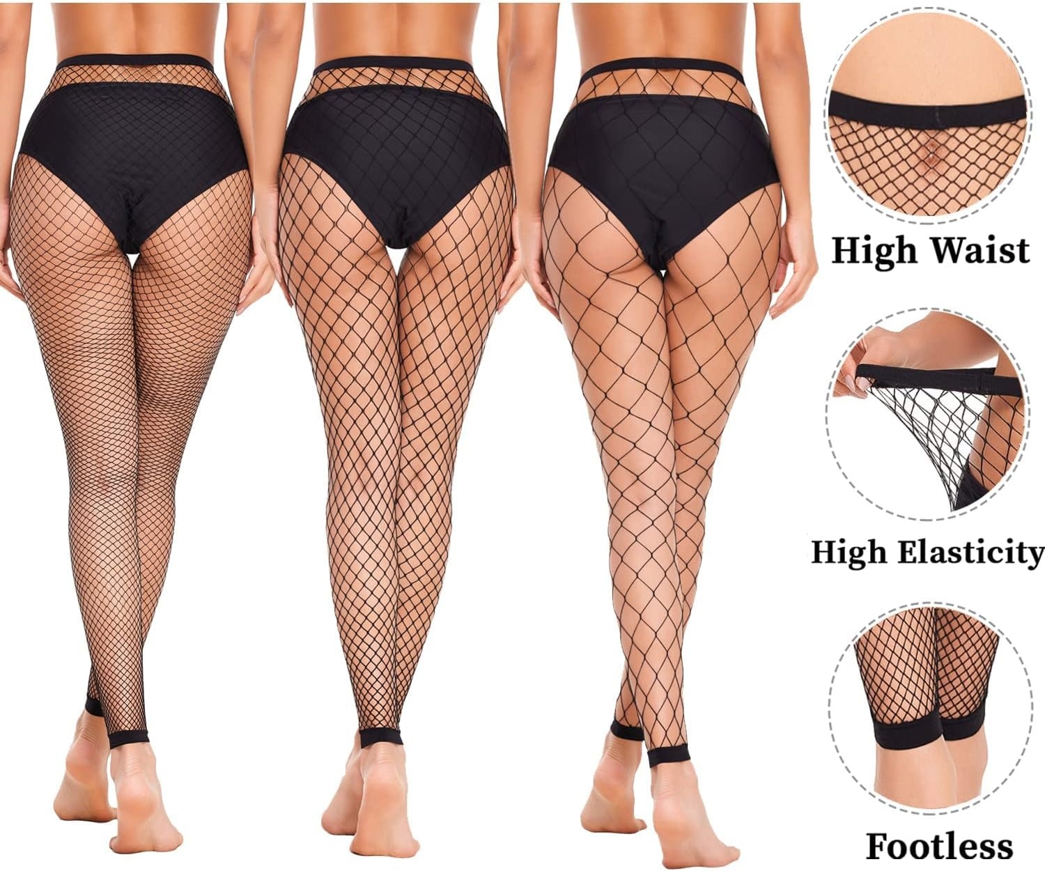 image:imageAvidlove Fishnet Stockings for Women Footless High Waist Fishnets Tight Thigh High Stockings Open Toe High Stretch Comfortable Gothic Costume Rave Outfits for Cosplay HalloweenBlack4 Pairs