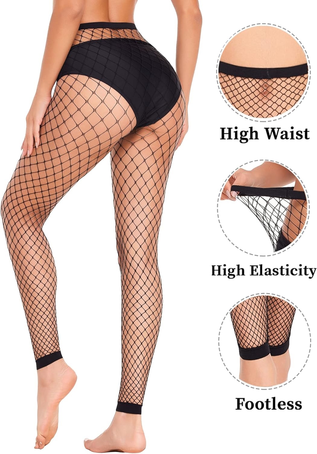 image:imageAvidlove Fishnet Stockings for Women Footless High Waist Fishnets Tight Thigh High Stockings Open Toe High Stretch Comfortable Gothic Costume Rave Outfits for Cosplay HalloweenBlackb2