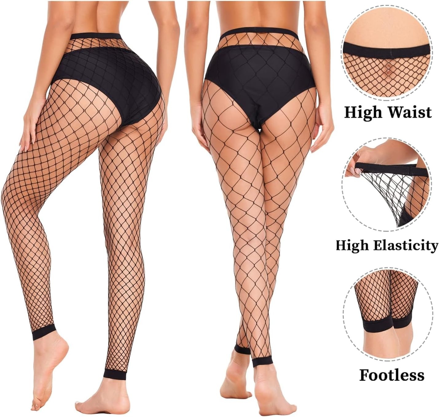 image:imageAvidlove Fishnet Stockings for Women Footless High Waist Fishnets Tight Thigh High Stockings Open Toe High Stretch Comfortable Gothic Costume Rave Outfits for Cosplay HalloweenBlackgp