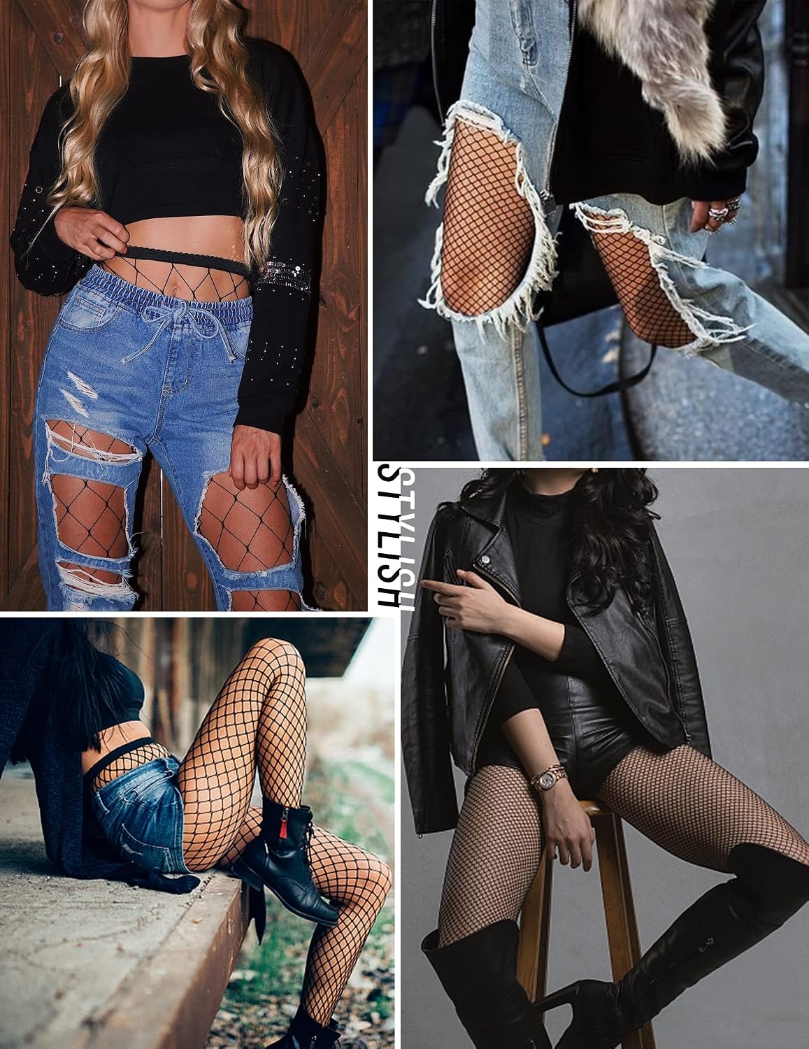 image:imageAvidlove Fishnet Stockings for Women Footless High Waist Fishnets Tight Thigh High Stockings Open Toe High Stretch Comfortable Gothic Costume Rave Outfits for Cosplay HalloweenBlack4 Pairs