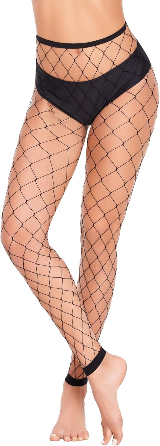 image:imageAvidlove Fishnet Stockings for Women Footless High Waist Fishnets Tight Thigh High Stockings Open Toe High Stretch Comfortable Gothic Costume Rave Outfits for Cosplay HalloweenBlack Big Hole