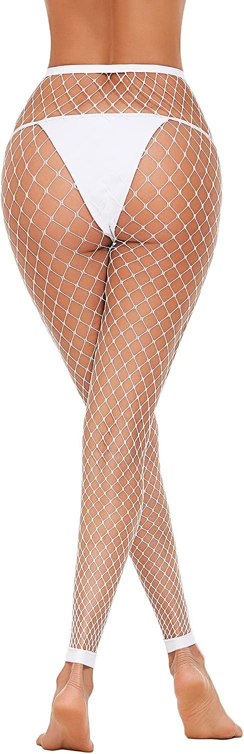 image:imageAvidlove Fishnet Stockings for Women Footless High Waist Fishnets Tight Thigh High Stockings Open Toe High Stretch Comfortable Gothic Costume Rave Outfits for Cosplay HalloweenWhitew2