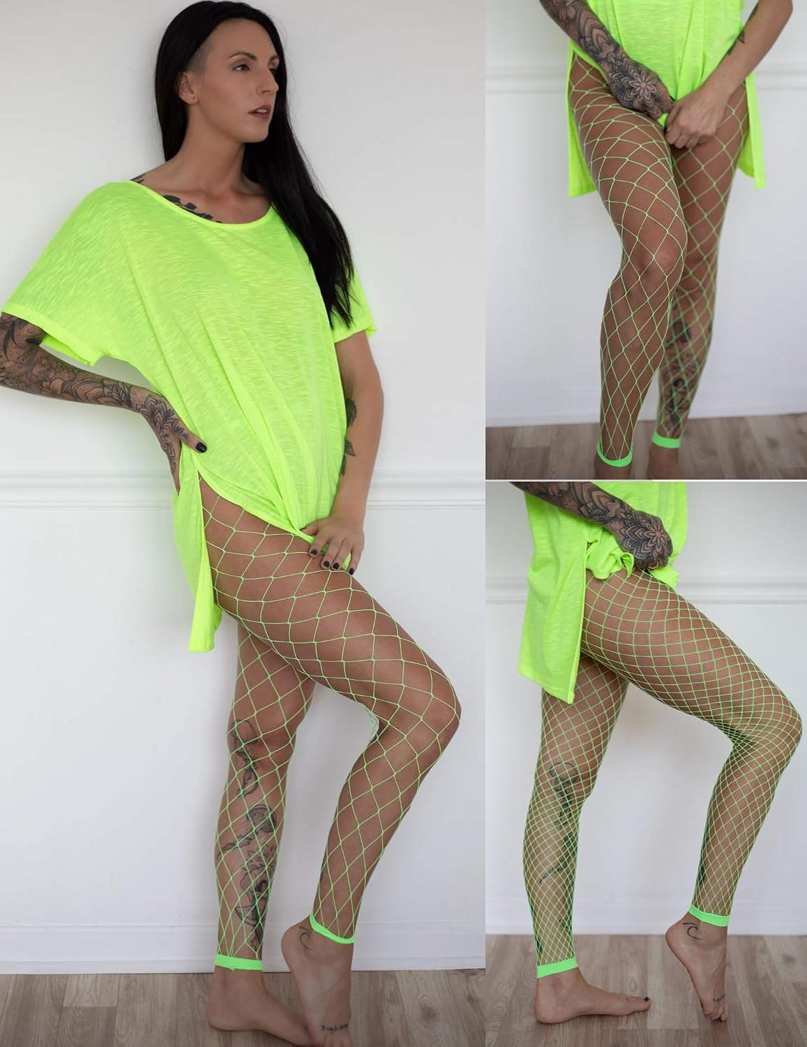 image:imageAvidlove Fishnet Stockings for Women Footless High Waist Fishnets Tight Thigh High Stockings Open Toe High Stretch Comfortable Gothic Costume Rave Outfits for Cosplay HalloweenNeon Greengp