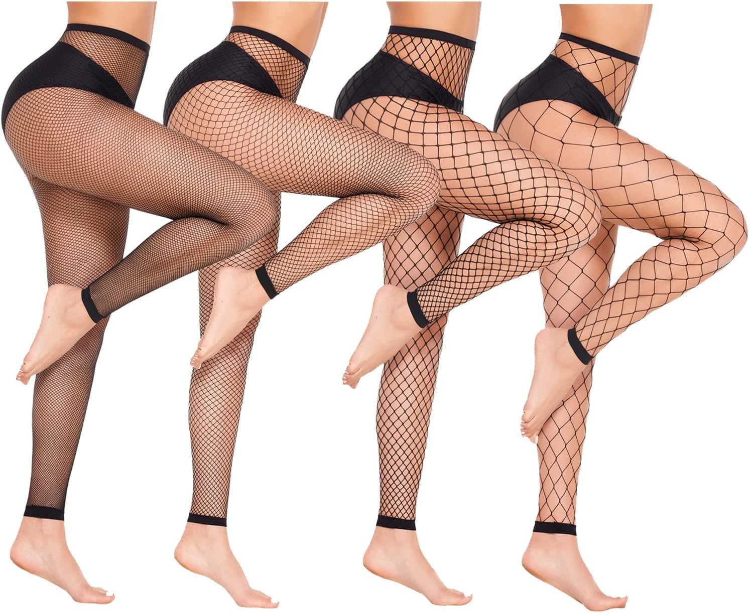 image:imageAvidlove Fishnet Stockings for Women Footless High Waist Fishnets Tight Thigh High Stockings Open Toe High Stretch Comfortable Gothic Costume Rave Outfits for Cosplay HalloweenBlack4 Pairs
