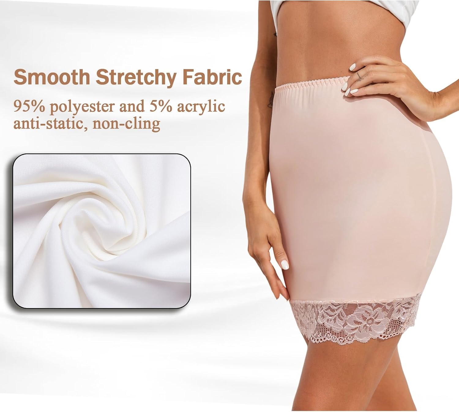 image:imageAvidlove Half Slips for Women Under Dress Non Cling Floral Lace Trim Above Knee Half SlipsChampagne
