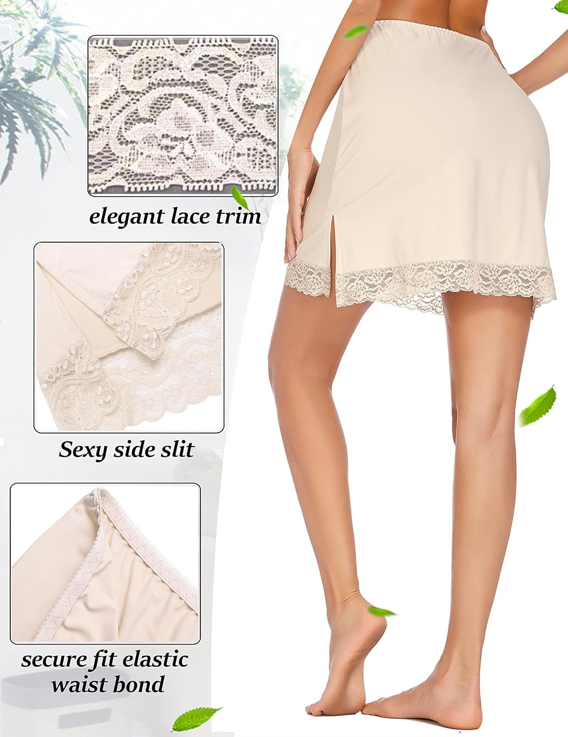 image:imageAvidlove Half Slips for Women Underskirt Short Lace Trim Above Knee Half SlipNude