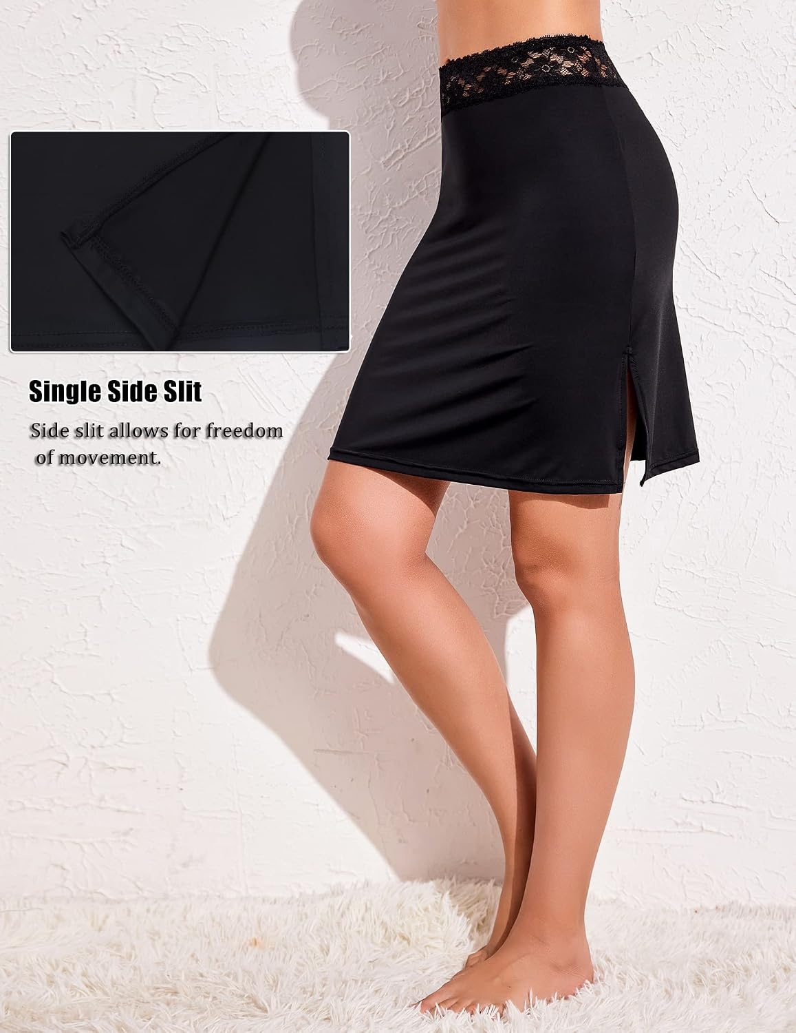 image:imageAvidlove Half Slips for Women Underskirt Slip Skirt with Floral Lace WaistbandBlack