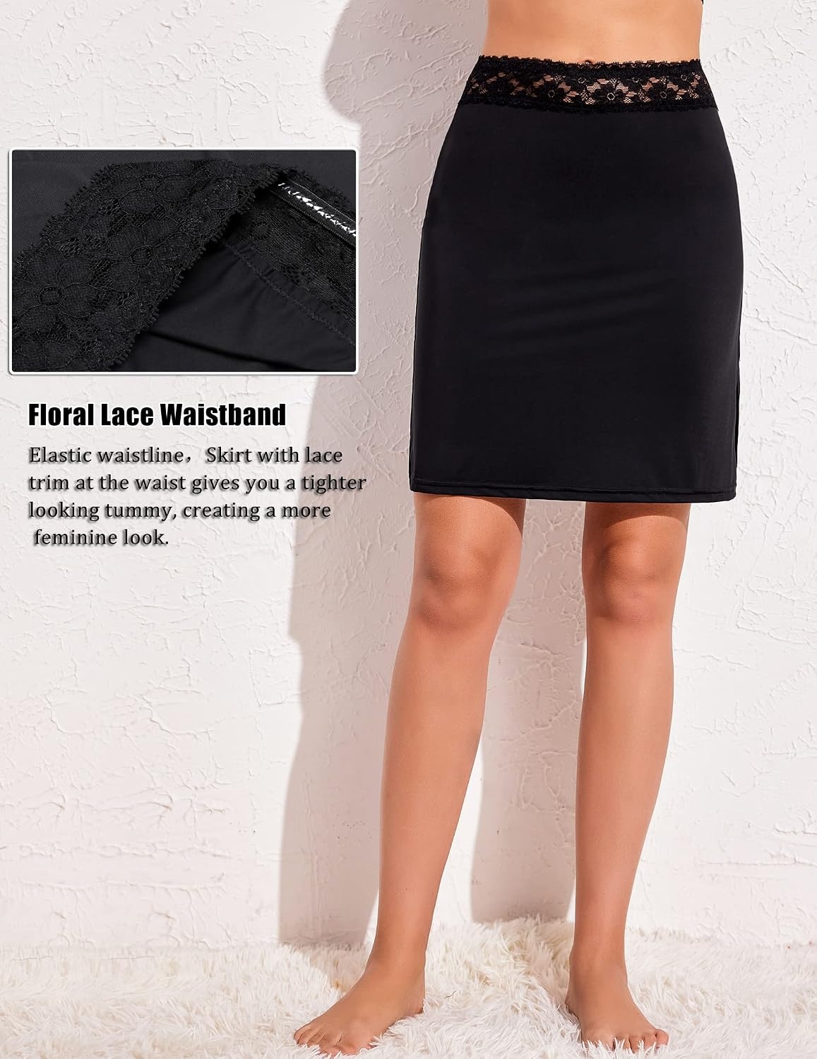 image:imageAvidlove Half Slips for Women Underskirt Slip Skirt with Floral Lace WaistbandBlack