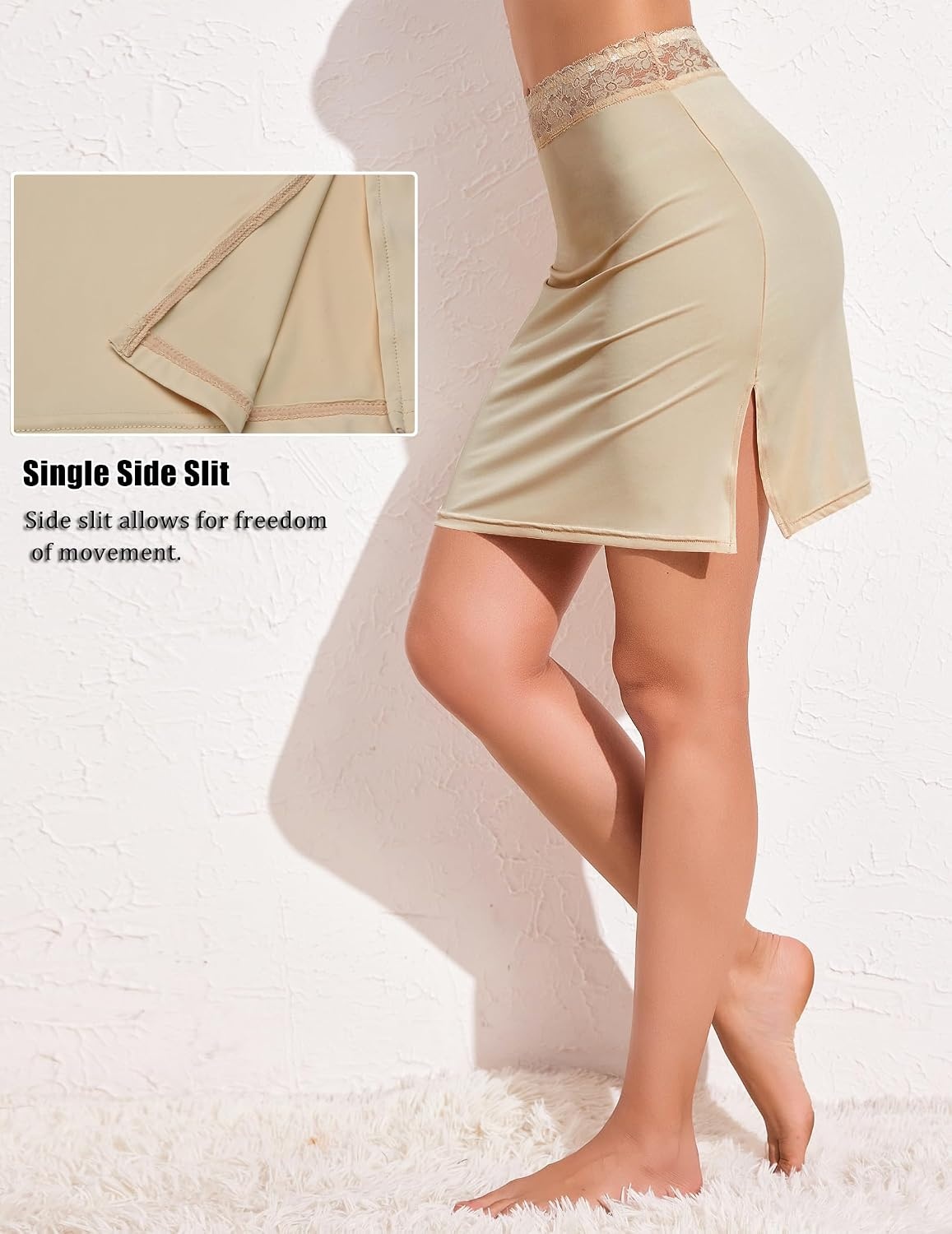 image:imageAvidlove Half Slips for Women Underskirt Slip Skirt with Floral Lace WaistbandDark Nude