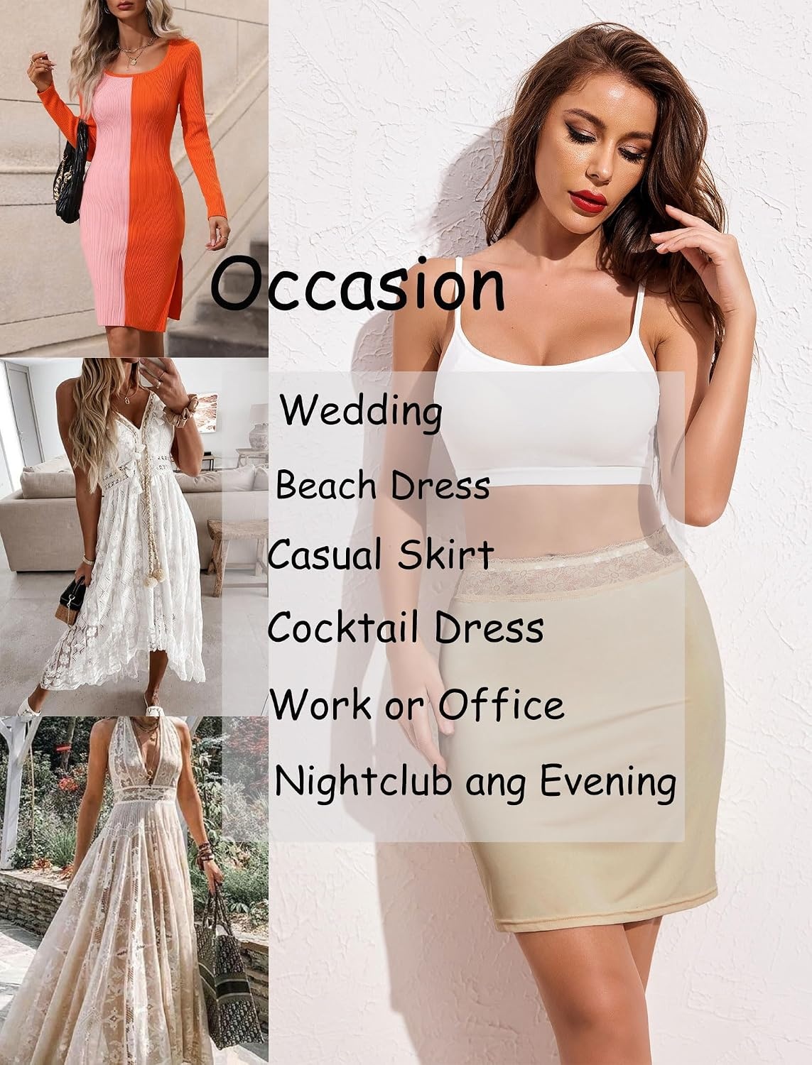image:imageAvidlove Half Slips for Women Underskirt Slip Skirt with Floral Lace WaistbandDark Nude