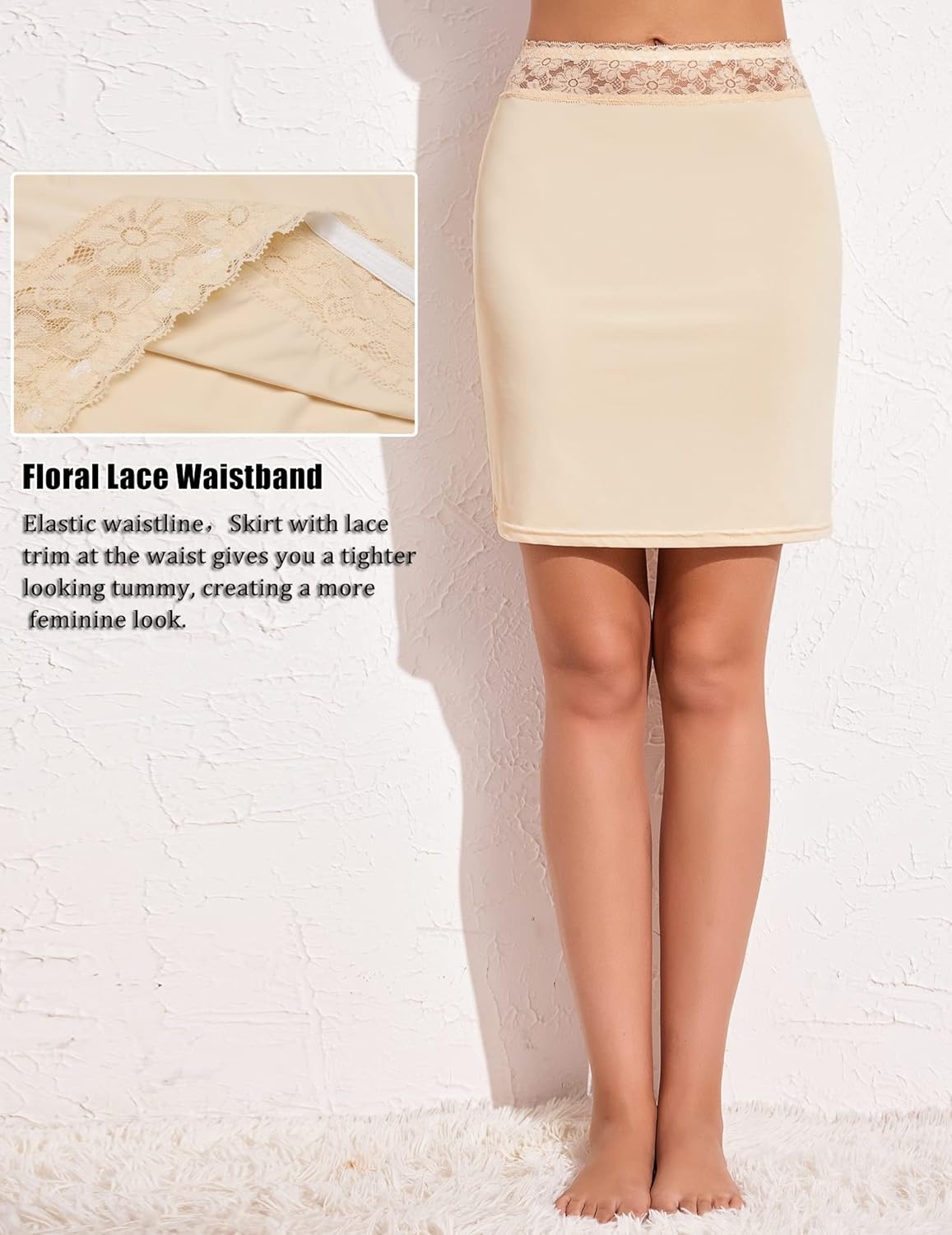 image:imageAvidlove Half Slips for Women Underskirt Slip Skirt with Floral Lace WaistbandNude
