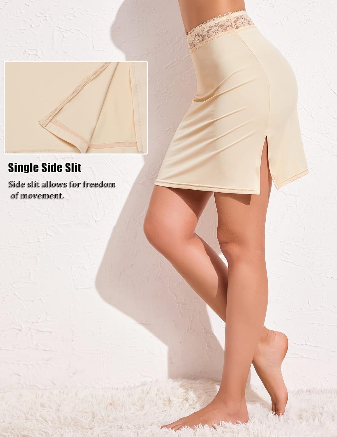 image:imageAvidlove Half Slips for Women Underskirt Slip Skirt with Floral Lace WaistbandNude