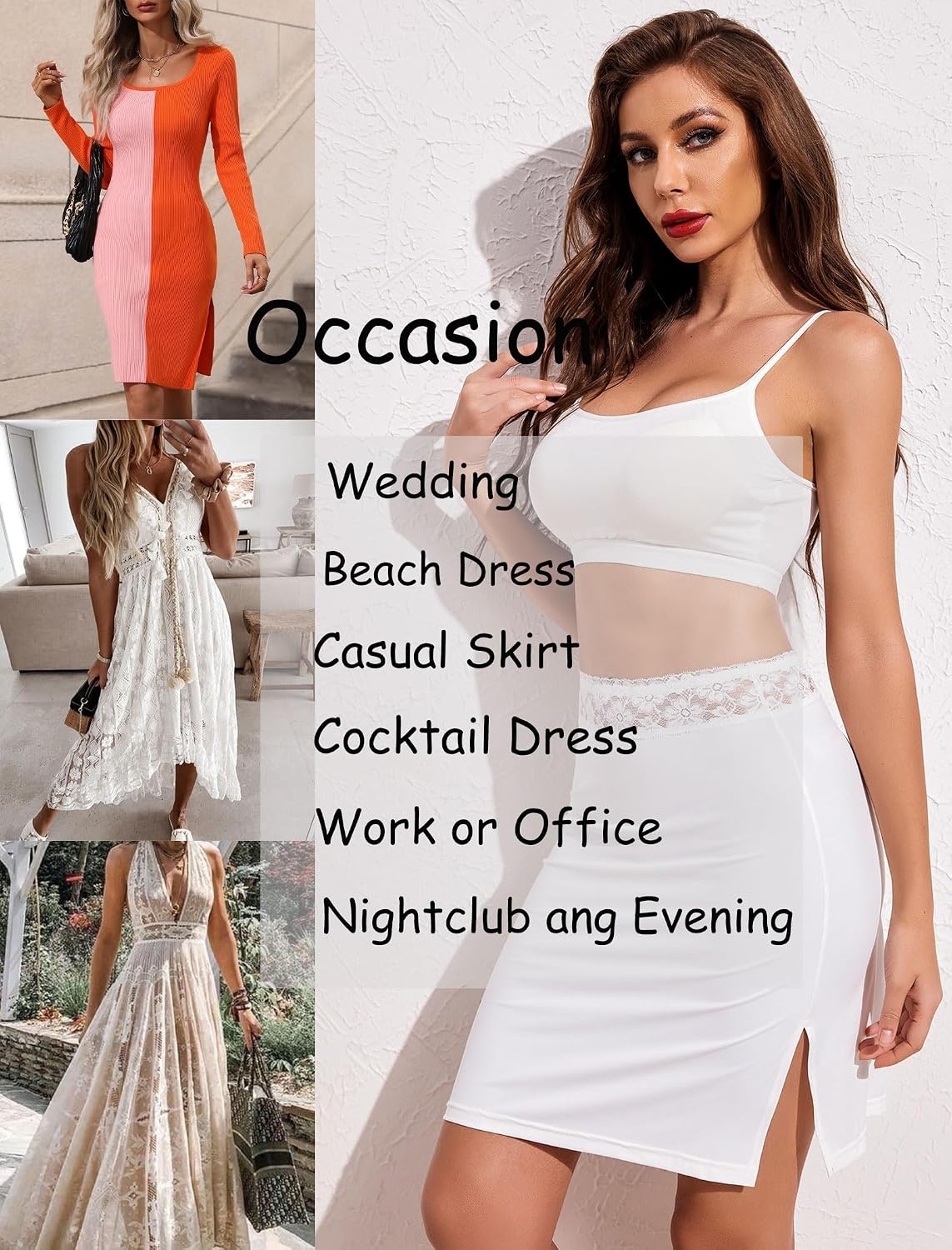 image:imageAvidlove Half Slips for Women Underskirt Slip Skirt with Floral Lace WaistbandWhite